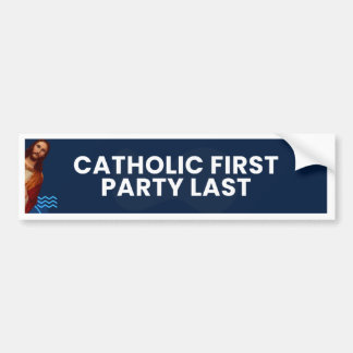 Catholic First Party Last" – Sticker van de auto