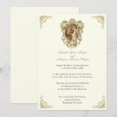 CATHOLIC FLORAL GOLD  BETROTHAL INVITATIONS (Devant / Derrière)