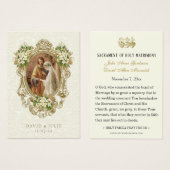 Catholic Floral Gold Wedding Holy Card (Devant & derrière)
