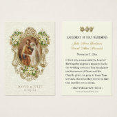 Catholic Floral Gold Wedding Holy Card (Devant & derrière)