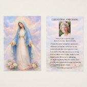 Catholic Funeral Mary Memorial Prayer Holy Card (Devant & derrière)