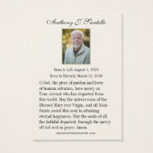 Catholic Funeral Memorial Prayer Holy Card (Dos)