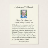 Catholic Funeral Memorial Prayer Holy Card (Dos)