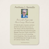 Catholic Funeral Memorial Prayer Holy Card (Dos)