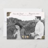 Catholic Grace Flat Save the Date Kaart