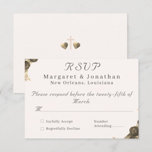 Catholic Grace Wedding RSVP Kaartje (Voorkant / Achterkant)