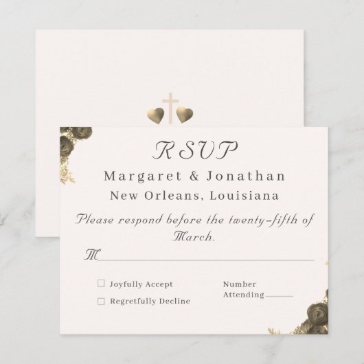 Catholic Grace Wedding RSVP Kaartje (Voorkant / Achterkant)