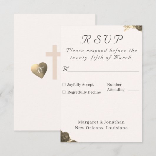 Catholic Grace Wedding RSVP Kaartje (Voorkant / Achterkant)