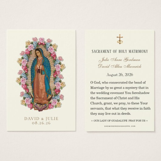Catholic Guadalupe Roses Wedding Prayer  (Devant & derrière)