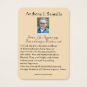 Catholic Holy Family Funeral  Prayer Holy Card (Dos)