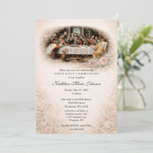 Catholic Jesus First Communion Invitations (Debout devant)