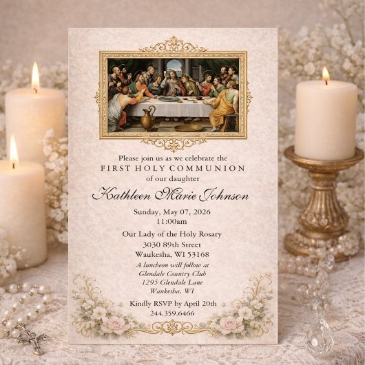 Catholic Jesus Girl First Communion Invitations