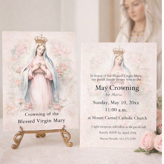 Catholic May Crowning Invitation Blessed Mary