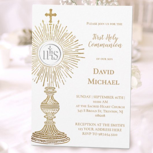 Catholic monstrance design | First Holy Communion Kaart