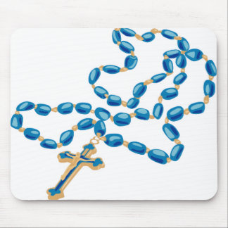 Catholic Mouse Pad White w/ Beautiful Blue Rosary Muismat