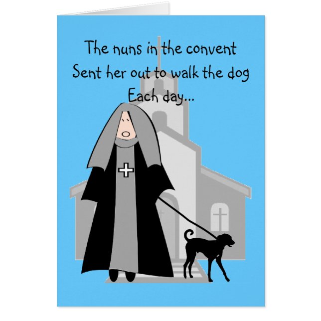 Catholic Nun Funny Cards "Walking The Dog" (Devant)