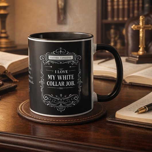 Catholic Priest Black Clergy Collar Religious Mug Mok