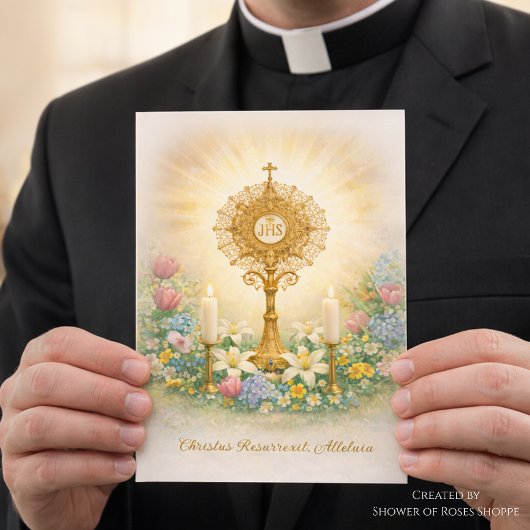 Catholic Priest Easter Floral Eucharistic Feestdagen Kaart