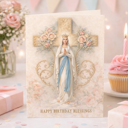 Catholic Virgin Mary Religious Birthday Card Kaart