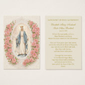 Catholic Wedding Floral Marian Prayer Cards (Devant & derrière)