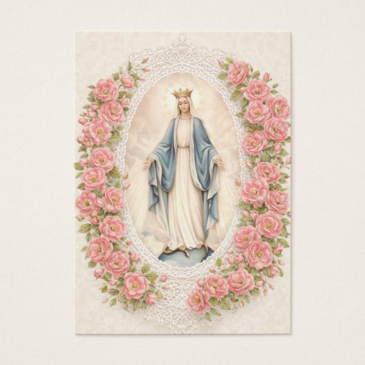 Catholic Wedding Floral Marian Prayer Cards (Devant)