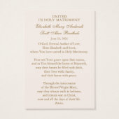 Catholic Wedding Prayer Card Betrothal  (Dos)