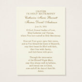 Catholic Wedding Prayer Card Betrothal  (Dos)