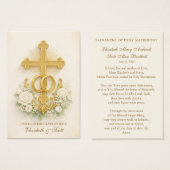 Catholic Wedding Prayer Card  Gold Cross (Devant & derrière)