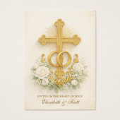 Catholic Wedding Prayer Card  Gold Cross (Devant)