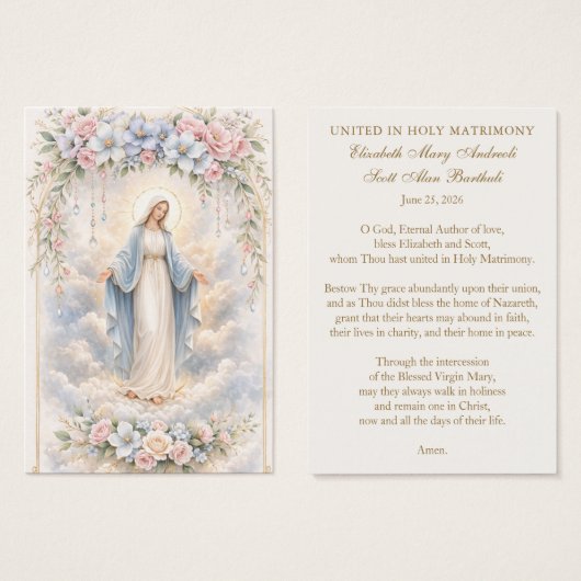 Catholic Wedding Prayer – Our Lady of Grace (Devant & derrière)