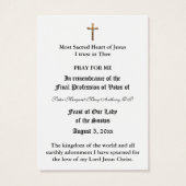 CATHOLIE NUN PROFESSIE VAN STEMMEN HOLY KAART (Achterkant)