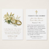 Catholique Anneaux Mariage Carte Sainte (Devant & derrière)
