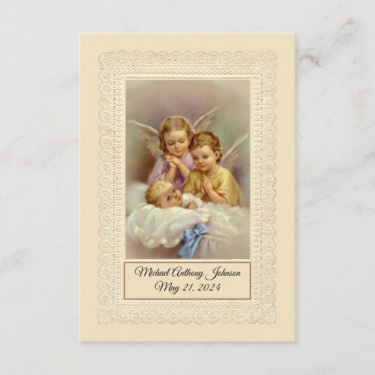 Catholique Baby Boy Baptismal Souvenir Carte Saint (Devant)