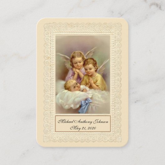 Catholique Baby Boy Baptismal Souvenir Carte Saint (Devant)