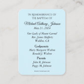 Catholique Baby Boy Baptismal Souvenir Carte Saint (Dos)