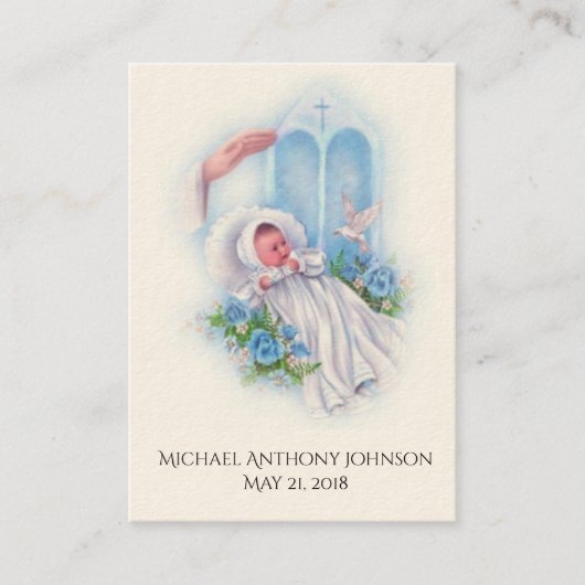 Catholique Baby Boy Baptismal Souvenir Carte Saint (Devant)