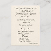 Catholique Baby Girl Baptismal Remembrasser Carte  (Dos)