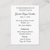 Catholique Baby Girl Baptismal Remembrasser Carte  (Dos)