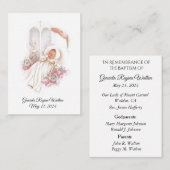 Catholique Baby Girl Baptismal Remembrasser Carte  (Devant / Derrière)