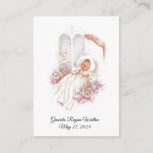 Catholique Baby Girl Baptismal Remembrasser Carte  (Devant)
