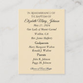 Catholique Baby Girl Baptismal Remembrasser Carte  (Dos)