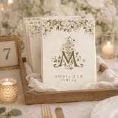 Catholique Blanc Floral Or Mariage Carte Sainte