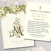 Catholique Blanc Floral Or Mariage Carte Sainte