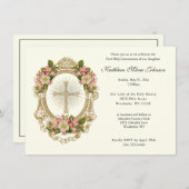 Catholique Croix première communion Invitations (Devant / Derrière)