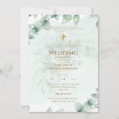 Catholique Faire-part de mariage verte Botanique (Devant)