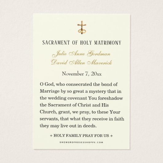 Catholique Floral Marie & Joseph Mariage Carte Sai (Dos)