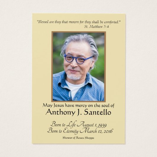 Catholique Funérailles Jésus Prière (Dos)