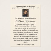 Catholique funéraire prière espagnole Carte Sainte (Dos)
