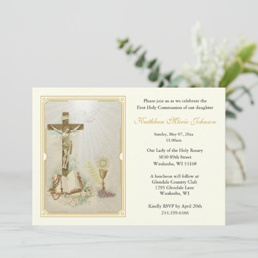 Catholique Jésus Première communion Invitations (Debout devant)