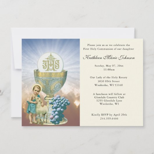 Catholique Jésus Première communion Invitations (Devant)